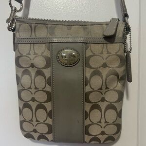 Coach Tan and Brown Signature Crossbody Bag